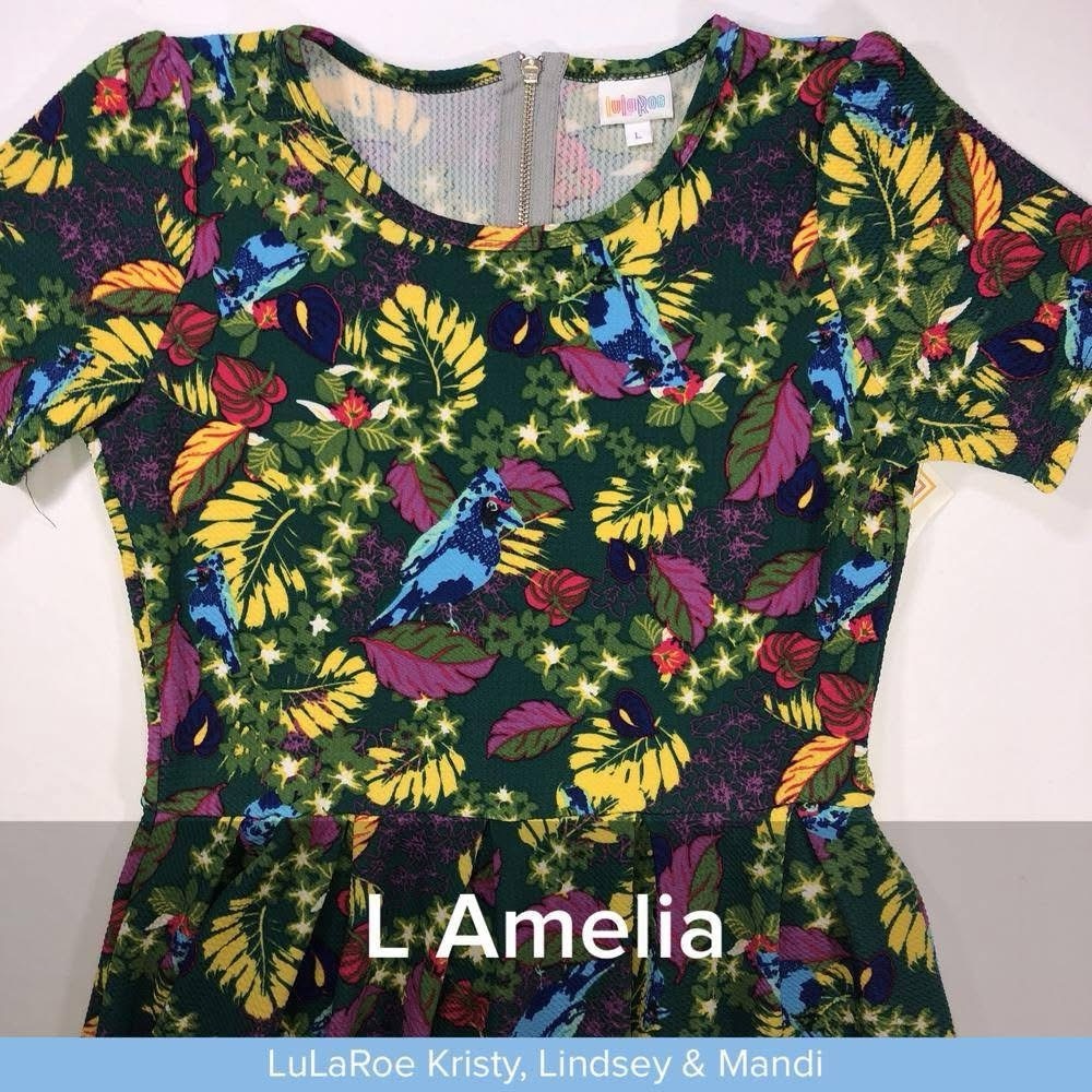 LuLaRoe Amelia Dress - Floral and Bird Print